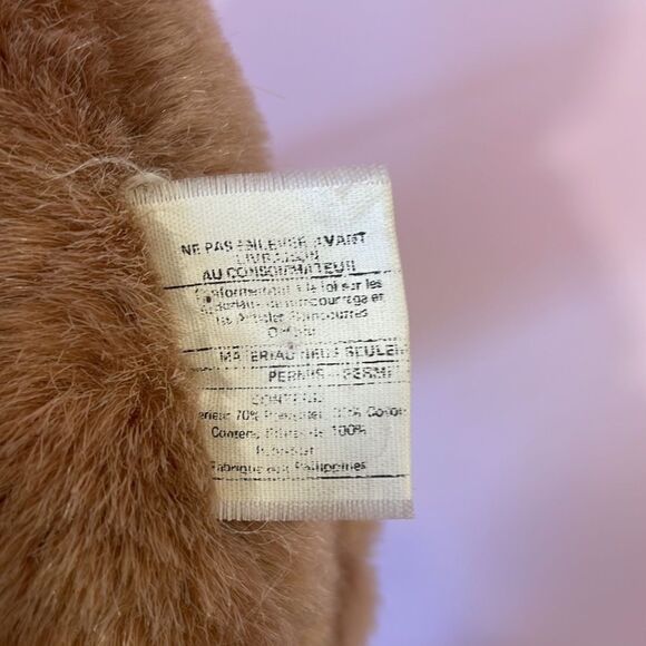 Classic Vintage Weighted Light Brown Teddy Bear Jointed Legs & Arms Red Ribbon - Picture 7 of 11